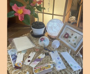 【H23】狐の嫁入り屋敷：阿賀町の「雪椿」で染めた雪椿和紙の小物を販売