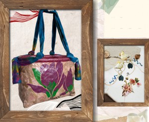 【H34】吾の花ーあのはなー：一閑張り作品やディップ アートアクセサリー他